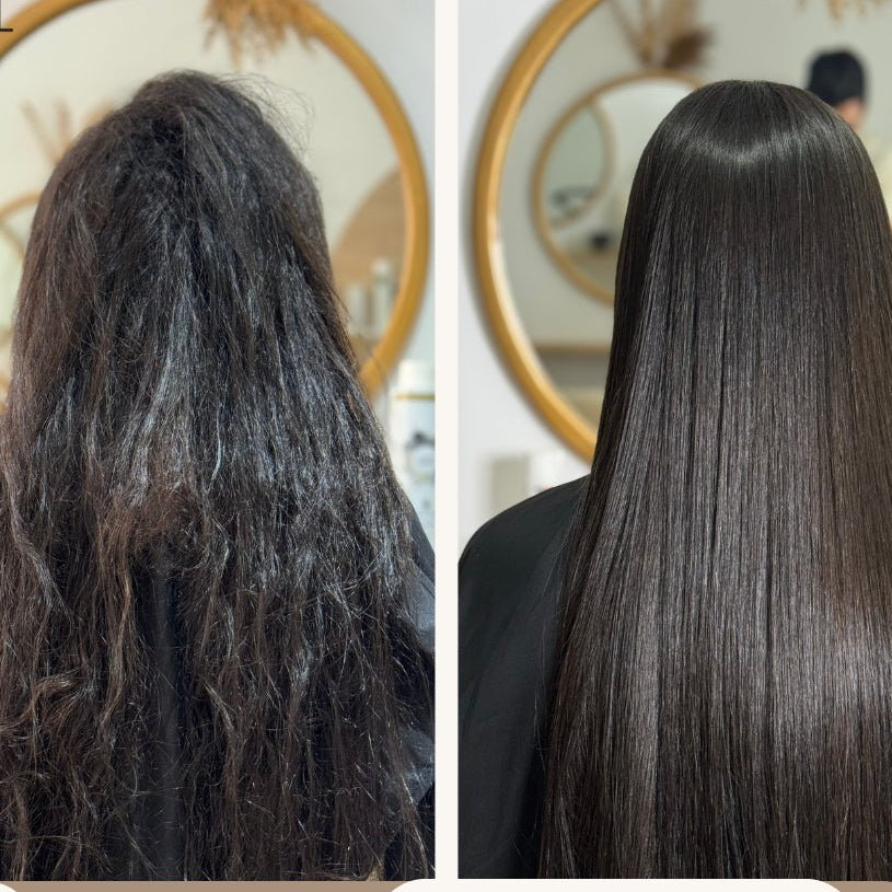 Avant après Miracle Nigelle cheveux secs et rebelles