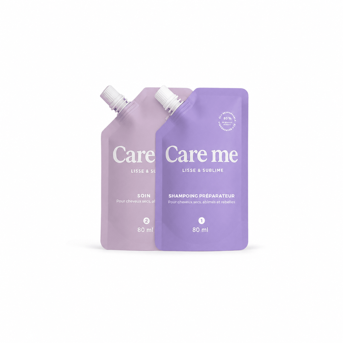 Kit lissant Care Me : shampoing préparateur et soin lissant, 2 × 80 ml