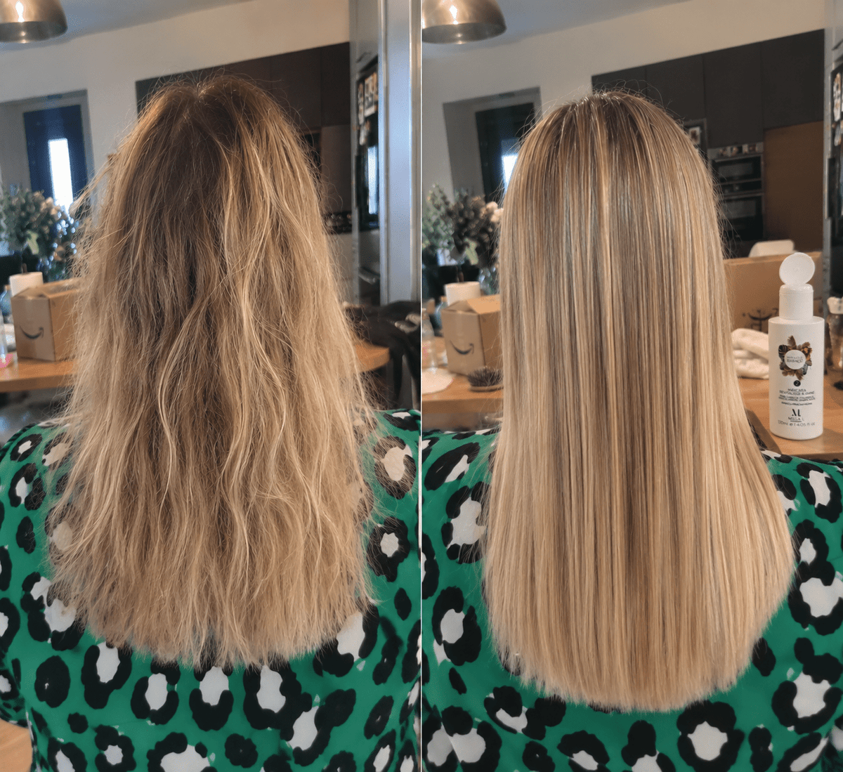 Avant / après Miracle Babaçu sur cheveux abîmés