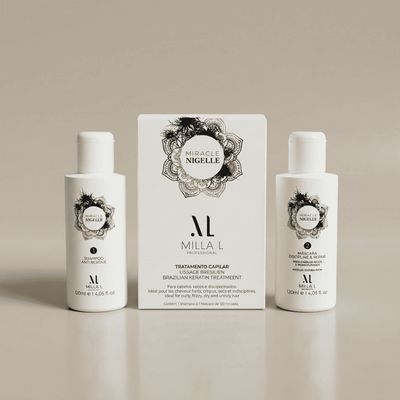 Kit Miracle Nigelle, lissage brésilien cheveux secs et rebelles 120 ml